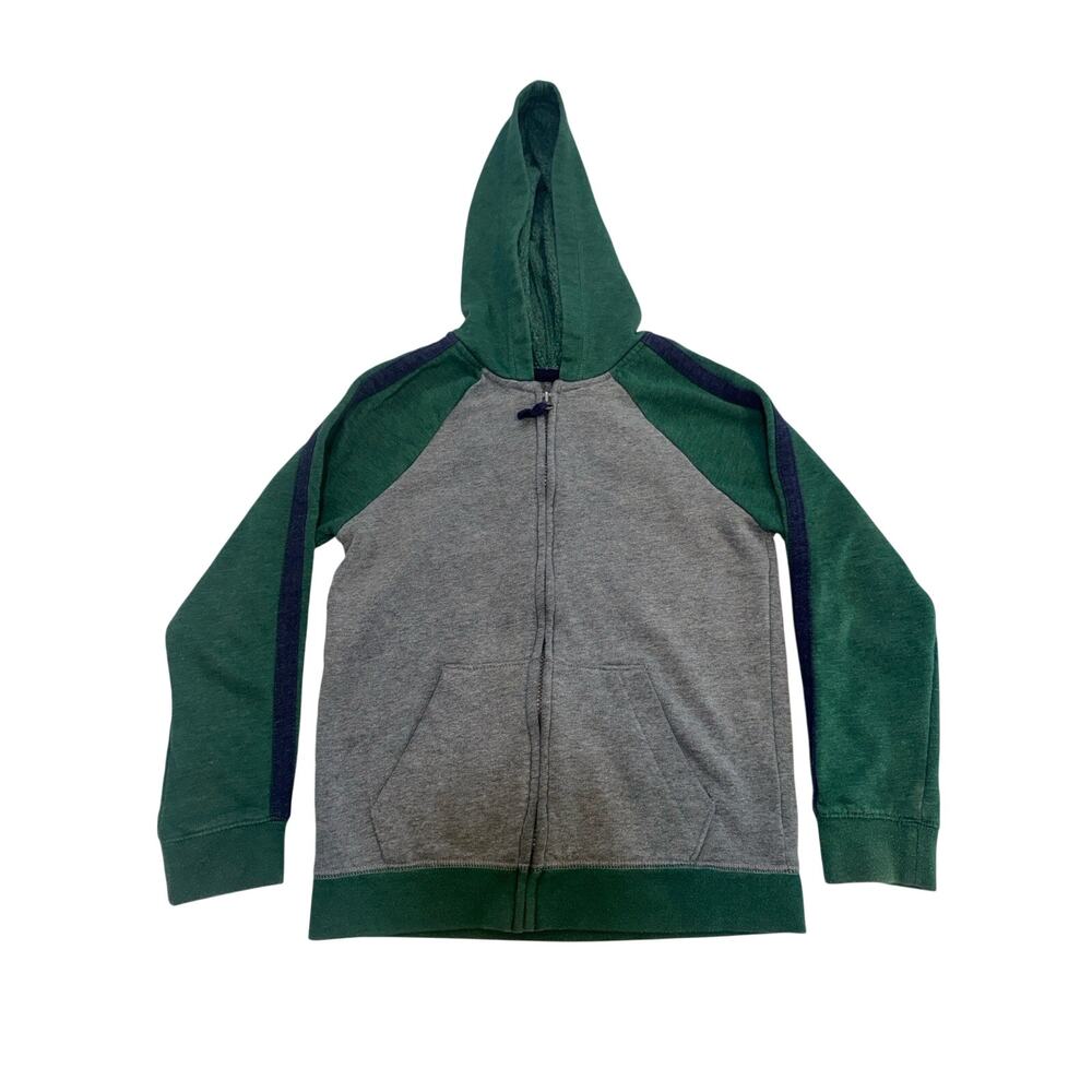 Cat & Jack Boys Hoodie Zip Up Sweatshirt Green/Gray Colorblock M (8/10)